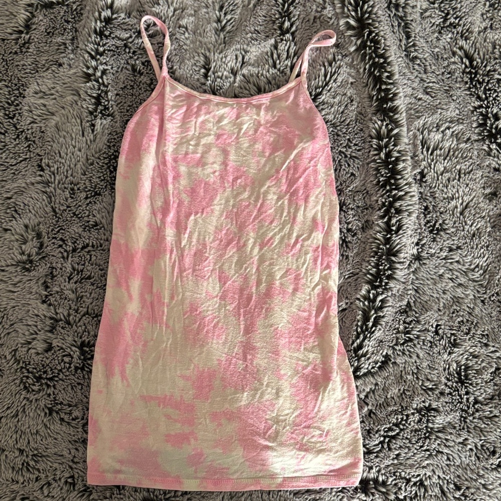 2017 Justice Pink and Cream Tie-Dye Tank Top